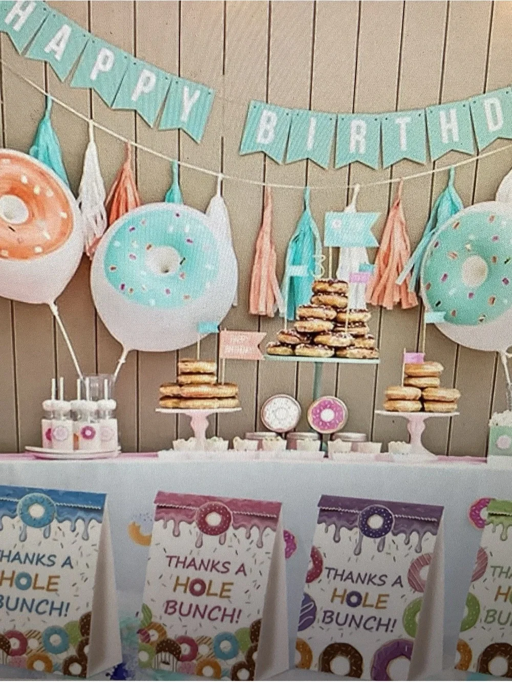 Donut Themed 24 Party Goody Bags with Sticker Closure